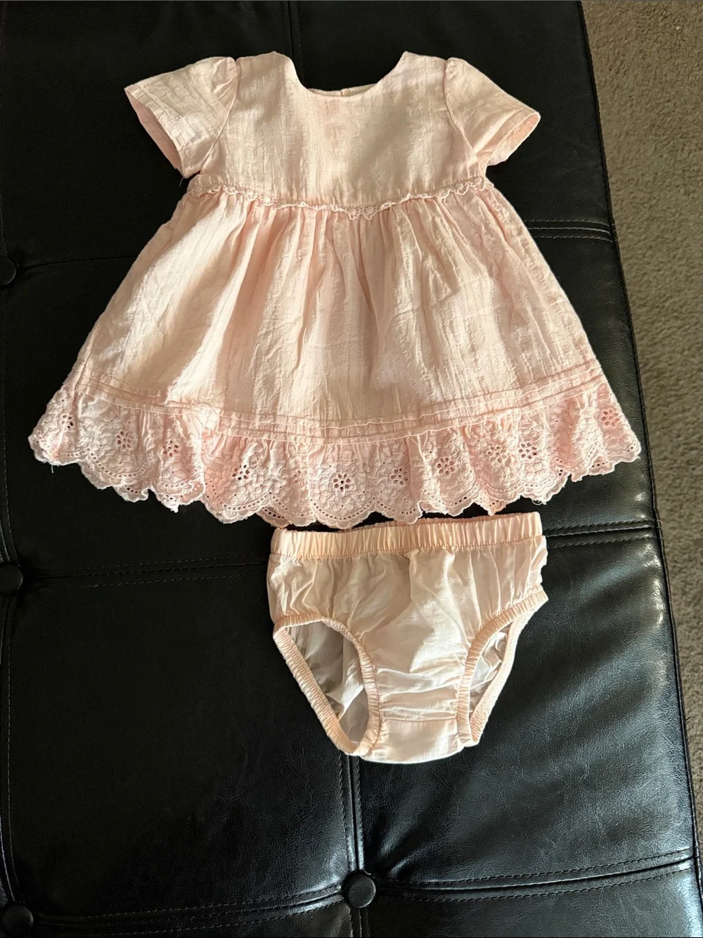 Soft Pink Eyelet Dress with Matching Diaper Cover